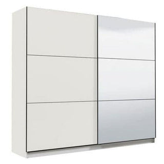 Sliding Wardrobe - VICTORIA 2 Door Mirrored Wardrobe White 220cm