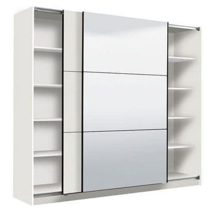 Victoria 220cm 2-Door Mirrored Sliding Wardrobe – White – product image 4
