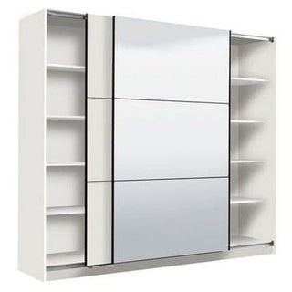 Sliding Wardrobe - VICTORIA 2 Door Mirrored Wardrobe White 220cm