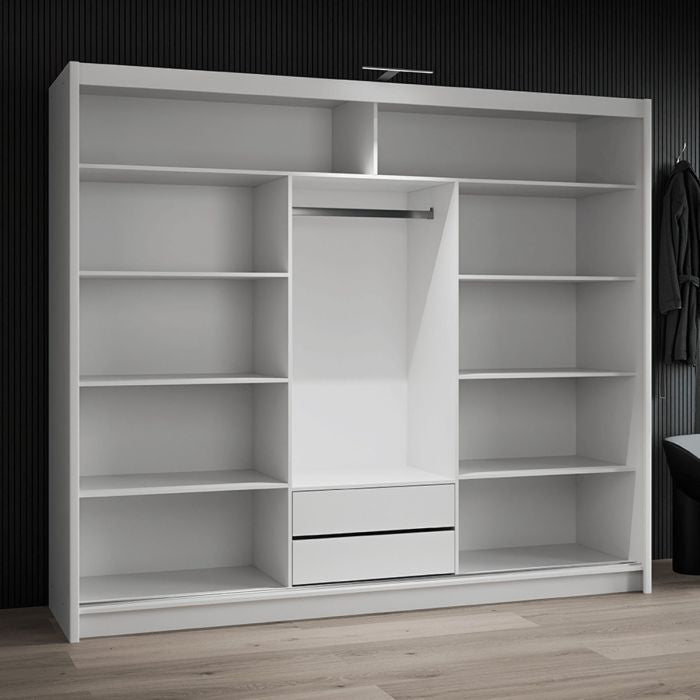 MAIDSTONE 250cm white 2-door sliding wardrobe with hanging rail and shelves