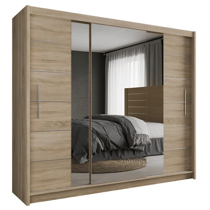 3 door sliding wardrobe Oak Sonoma with mirrored doors