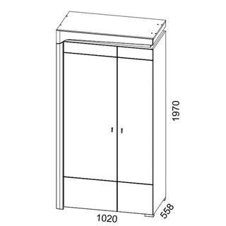 Wardrobe - BARRON 2 Door Wardrobe Grey and White 102cm
