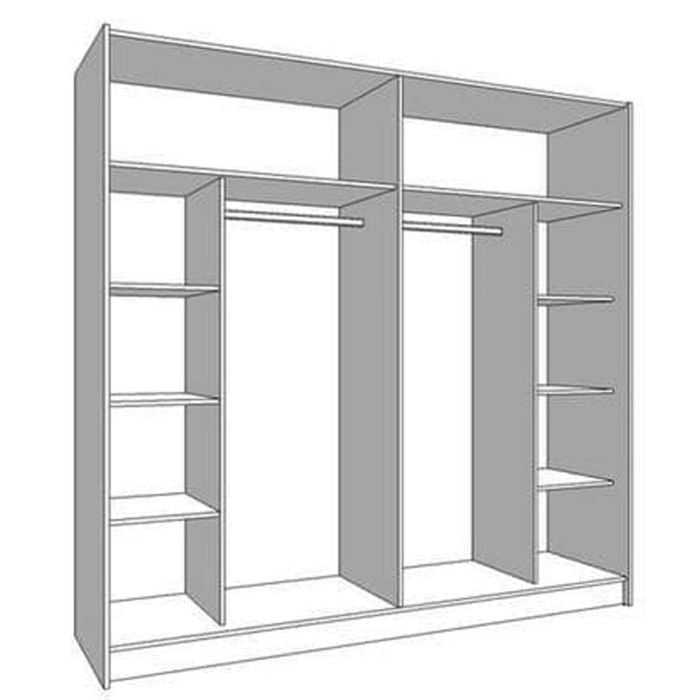 Victoria 220cm 2-Door Mirrored Sliding Wardrobe – White – product image 5