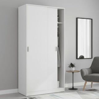White 2-door sliding wardrobe (ERICH 100cm wide)
