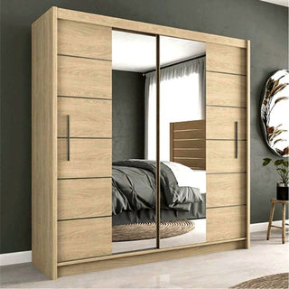 Two-door sliding wardrobe in Oak Sonoma with mirrored doors