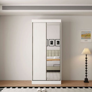 VIENNA 2-door white sliding wardrobe with one mirrored door