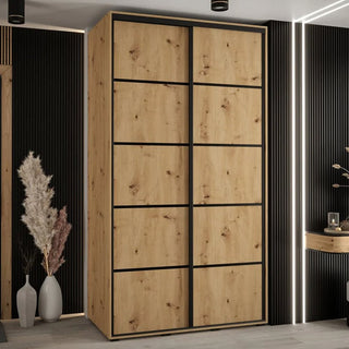 CANON 2-door sliding wardrobe in Artisan Oak with black frame