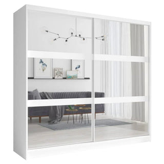 White 2 sliding door mirrored wardrobe - modern bedroom furniture