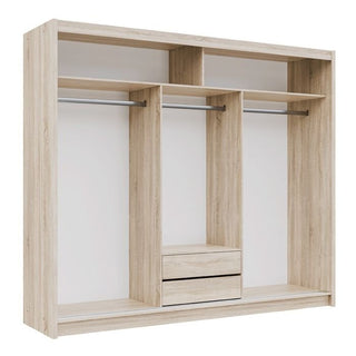 Broadland 3-door oak Sonoma sliding wardrobe interior