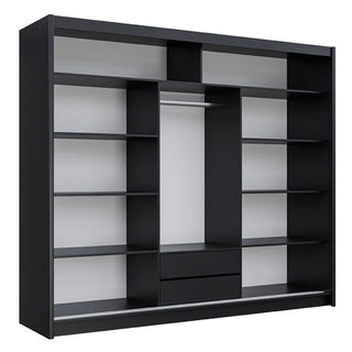 Black 3-door sliding wardrobe with mirror