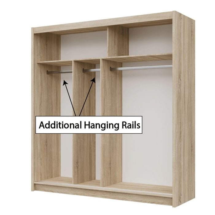 Broadland 203cm 2-Door Mirrored Sliding Wardrobe – Sonoma Oak – product image 12