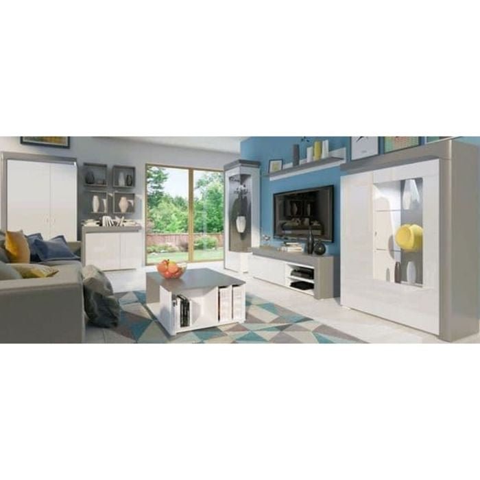 Barron 102cm 2-Door Hinged Wardrobe – Grey & White Gloss – product image 5