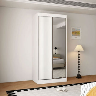 VIENNA 100cm white 2-door sliding wardrobe with mirrored door