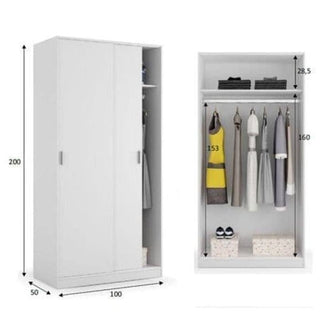 Erich 2 door white sliding wardrobe 100cm width
