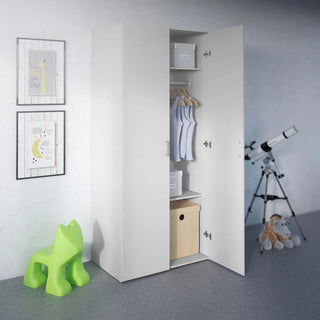 Space 77.6cm white wardrobe with 2 hinged doors