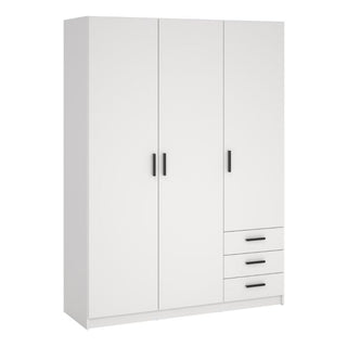 Sprint 147cm 3-door wardrobe with 3 drawers in White