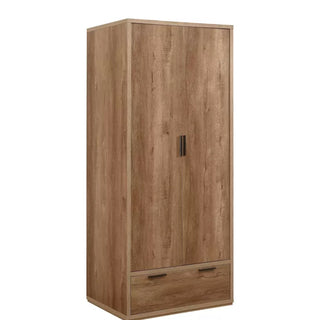 Stock Wooden Wardrobe With 2 Doors 1 Drawer In Rustic Oak