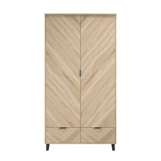 Stockholm Wooden Wardrobe With 2 Doors 2 Drawers In Sonoma Oak