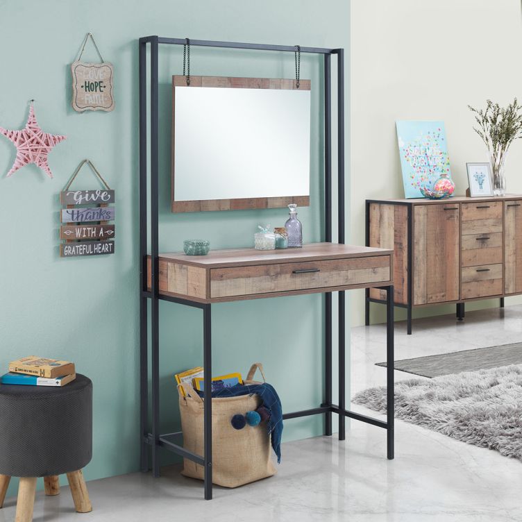 Stretton Dressing Table with Mirror - Rustic Oak - image 1