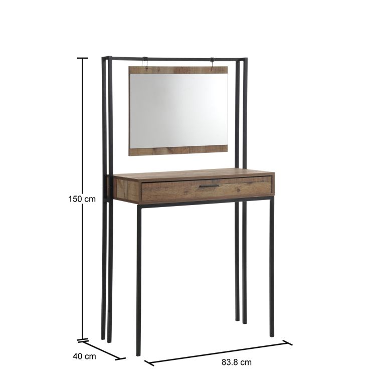 Stretton Dressing Table with Mirror - Rustic Oak - image 2