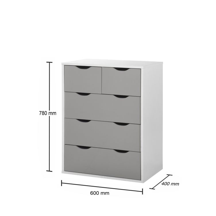 Alton 3+2 Drawer Chest - White & Grey - image 2