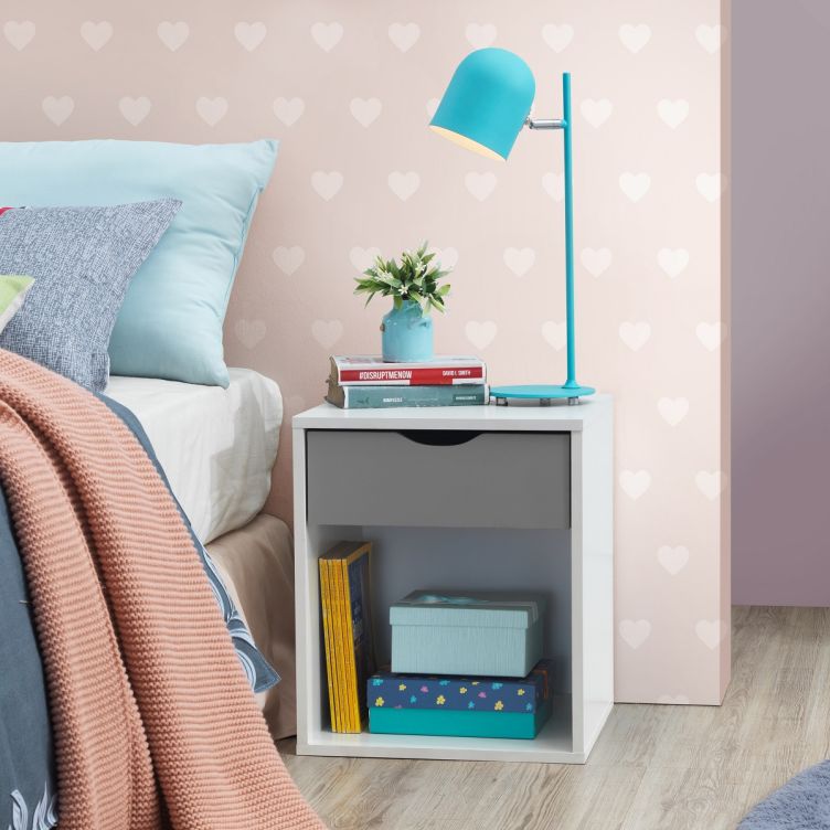 Alton 1 Drawer Nightstand - White & Grey - image 1