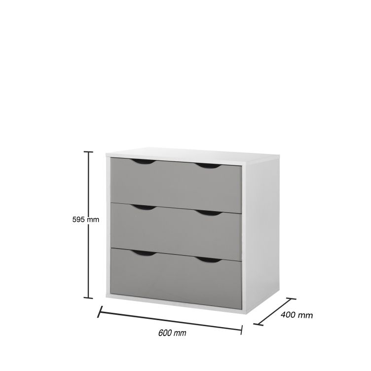 Alton 3 Drawer Chest - White & Grey - image 2