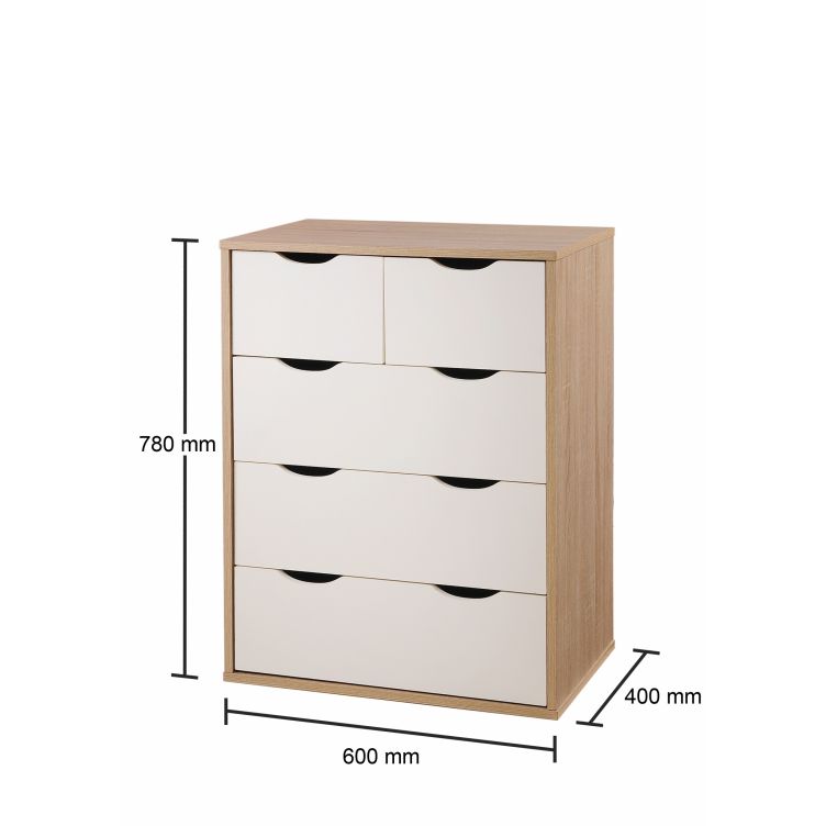 Alton 3+2 Drawer Chest - Sonoma Oak & White - image 2
