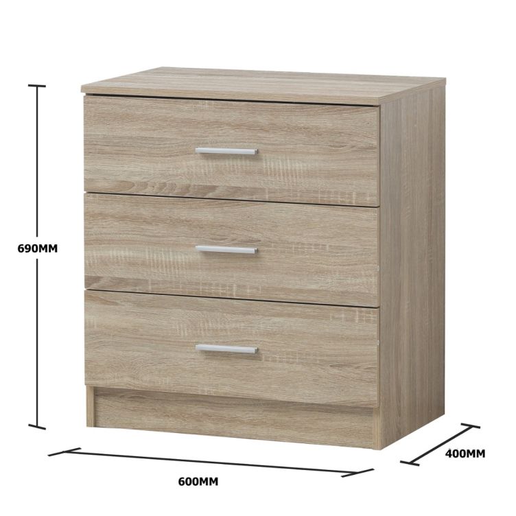 Rio Costa 3 Drawer Chest - Sonoma Oak - image 2