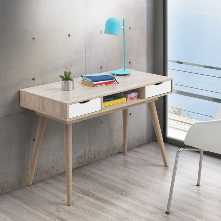 Alford 2 Drawer Desk - Sonoma Oak & White - image 1