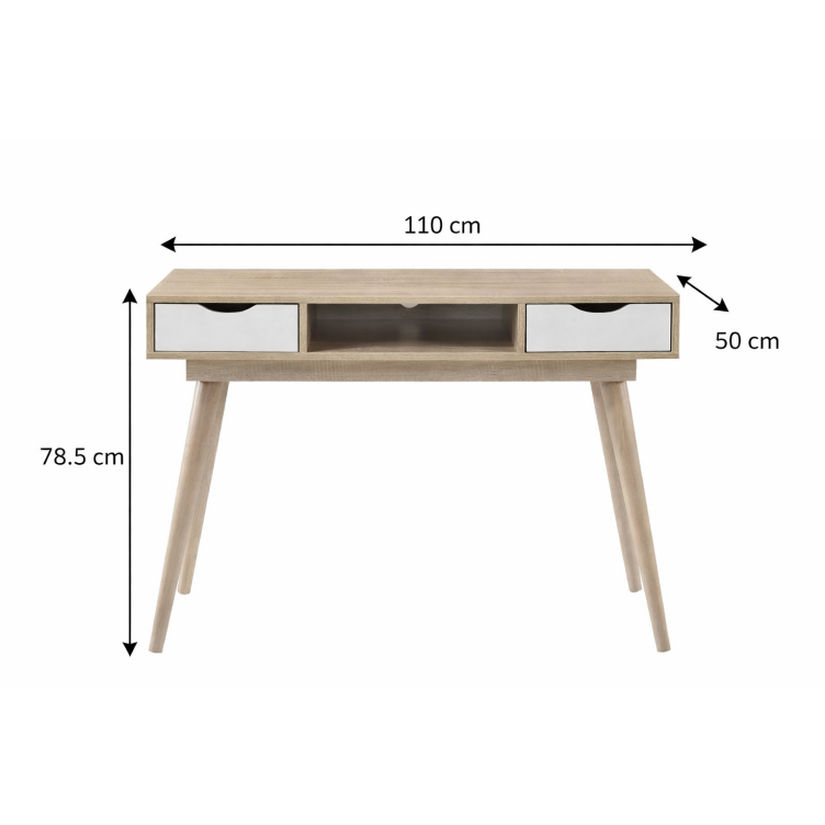 Alford 2 Drawer Desk - Sonoma Oak & White - image 2