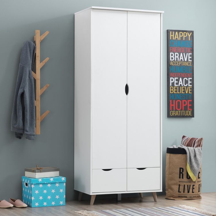 Pulford 2 Door 2 Drawer Wardrobe – White – image 1