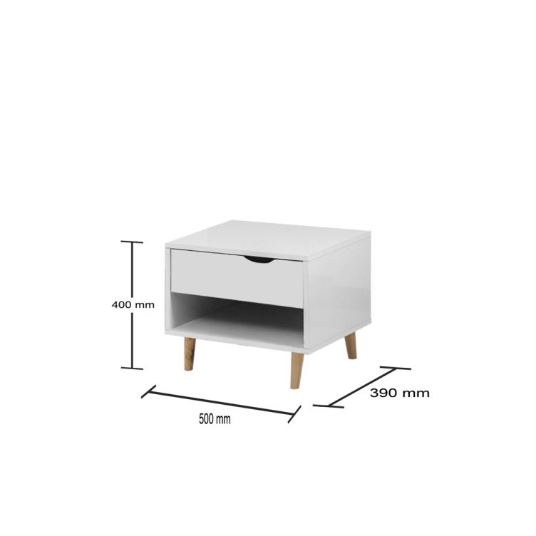 Pulford 1 Drawer Nightstand - White - image 2