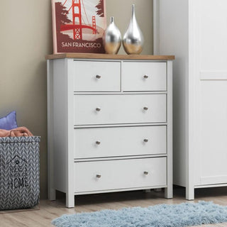 Astbury 3+2 Drawer Chest - White & Oak - image 1