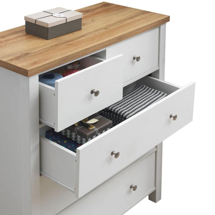 Astbury 3+2 Drawer Chest - White & Oak - image 7