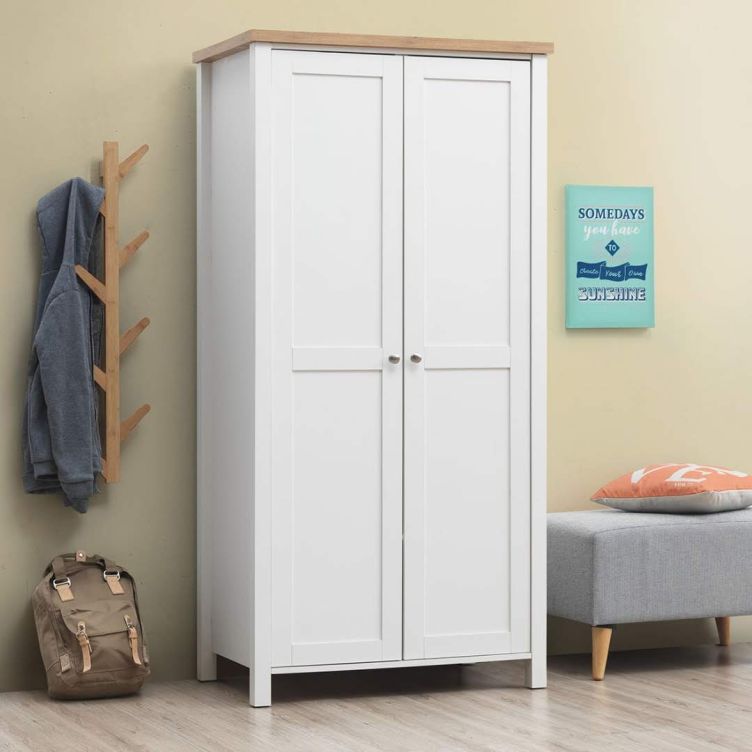 Astbury 2 Door Wardrobe – White & Oak – image 1