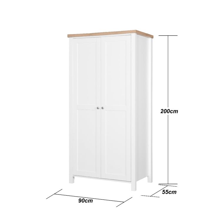 Astbury 2 Door Wardrobe – White & Oak – image 2