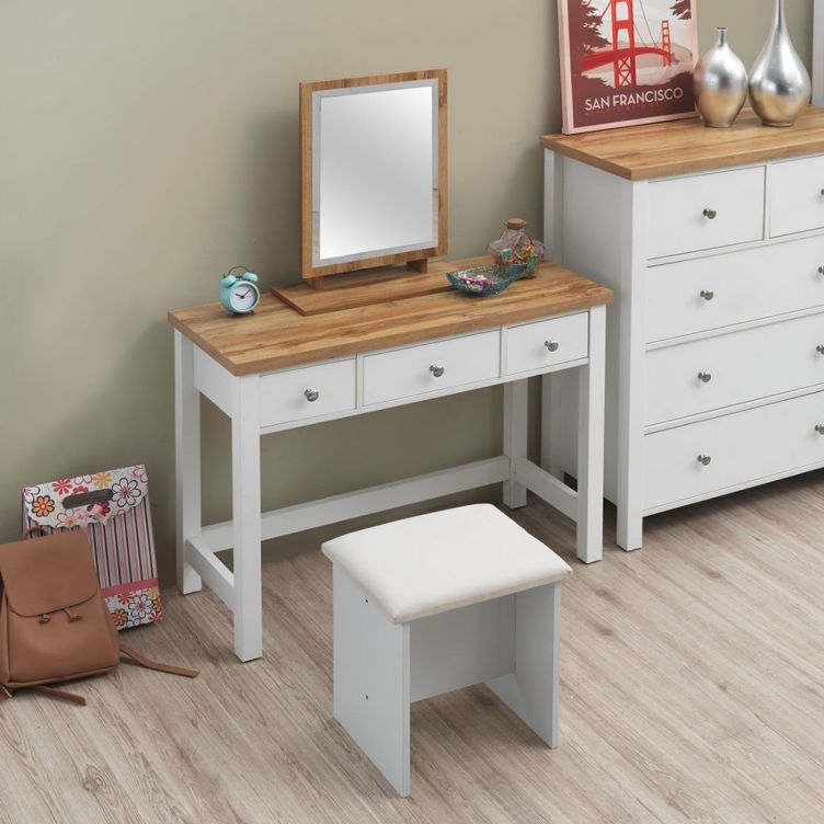 Astbury 3 Drawer Dressing Table - White & Oak - image 1