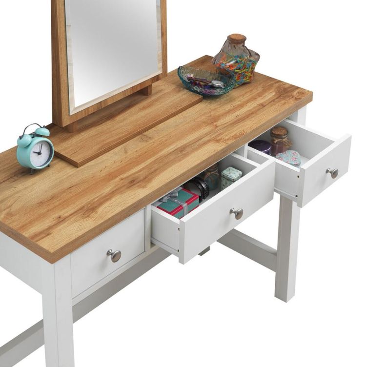 Astbury 3 Drawer Dressing Table - White & Oak - image 6