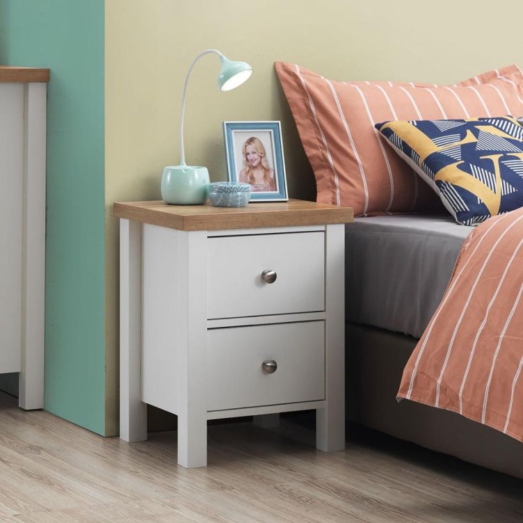 Astbury 2 Drawer Nightstand - White & Oak - image 1