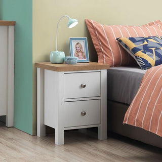 Astbury 2 Drawer Nightstand - White & Oak - image 1