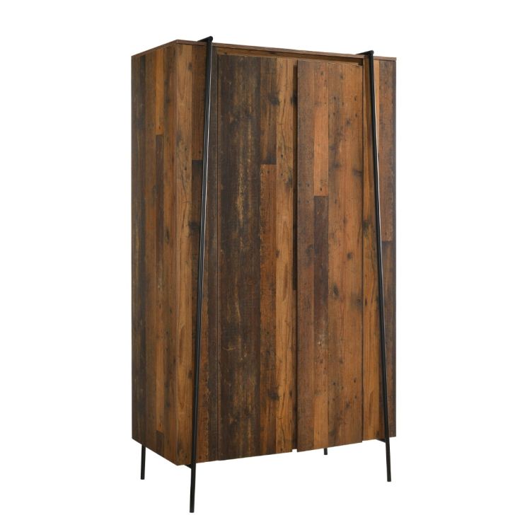Abbey 2 Door Wardrobe – Rustic Oak & Black – image 2