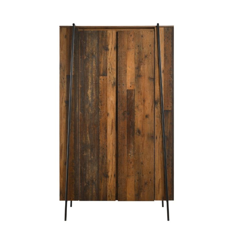 Abbey 2 Door Wardrobe – Rustic Oak & Black – image 3