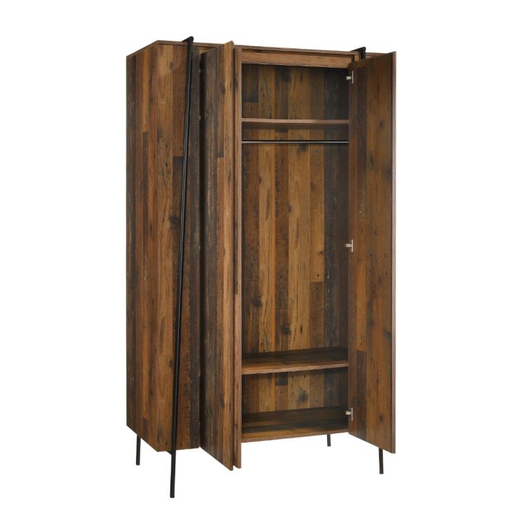 Abbey 2 Door Wardrobe – Rustic Oak & Black – image 4