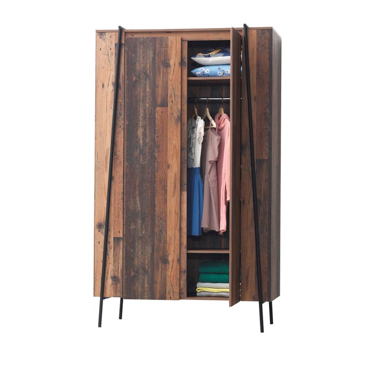 Abbey 2 Door Wardrobe – Rustic Oak & Black – image 5
