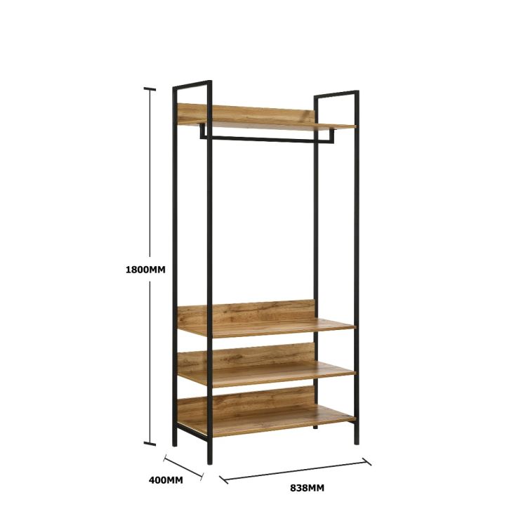 Zahra Wide Open Wardrobe with 4 Shelves – Wotan Oak – image 2