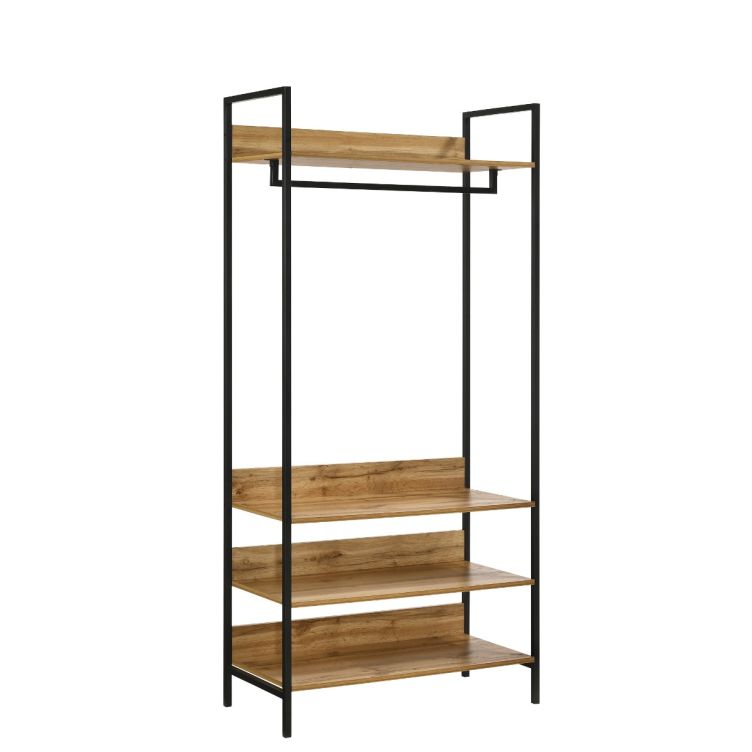 Zahra Wide Open Wardrobe with 4 Shelves – Wotan Oak – image 3