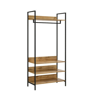 Zahra Narrow Open Wardrobe with 4 Shelves – Wotan Oak – image 1