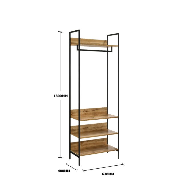 Zahra Narrow Open Wardrobe with 4 Shelves – Wotan Oak – image 2