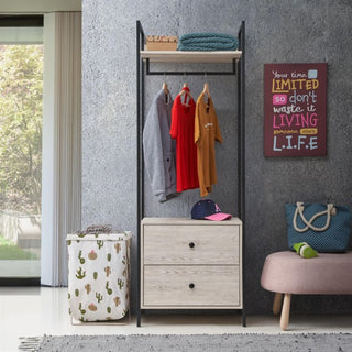 Zahra Open Wardrobe with 2 Drawers – Ash Oak – image 1